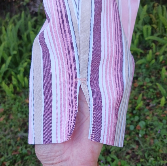 ANN TAYLOR LOFT PETITE STRETCH PINK BROWN WHITE STRIPED PANTS, SIZE 8P LADIES - Picture 8 of 10